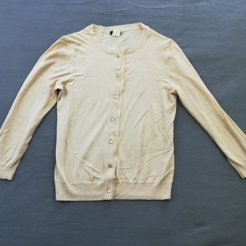 J. Crew Womens Sweater Cardigan Cashmere Blend Y2K 2000's Cream Button Front XS